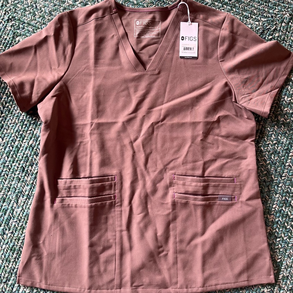 Figs Smoky Taupe Scrub Top
